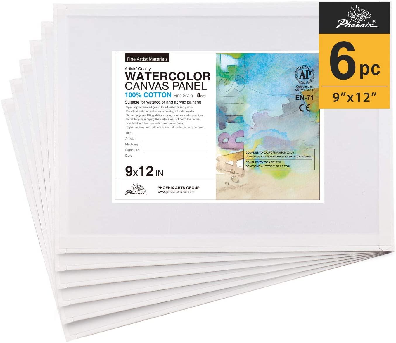 Gouache Oil Round Canvas Panels Multi-Pack,5 Pack 12in Stretched Boards Black Canvas for Acrylic Tempera Paints & Wet Art Media 