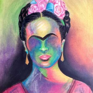 frida kahlo in abstract pastel