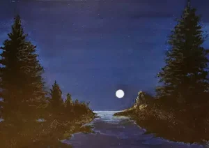 Moon lit - A Bob Ross styled nightscape - premium art box