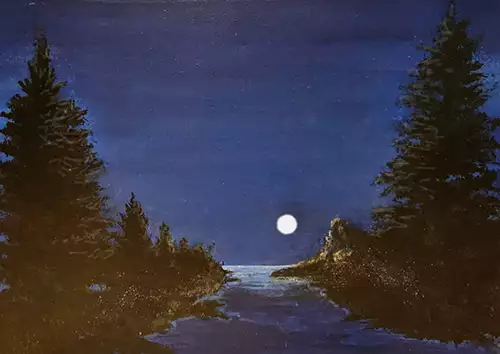 Moon lit - A Bob Ross styled nightscape