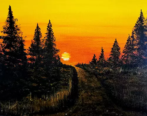Bob Ross styled sunset premium art box