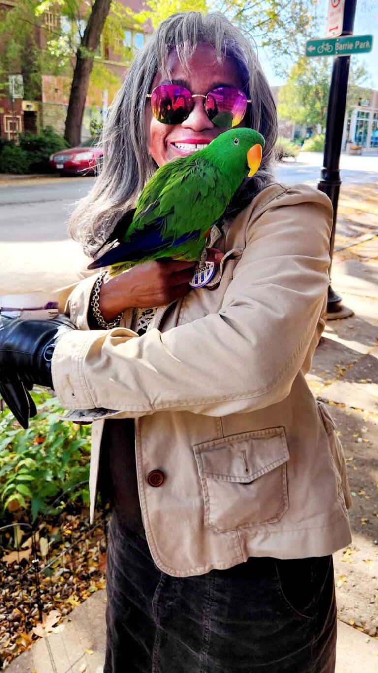 cheryl vargas and parrot